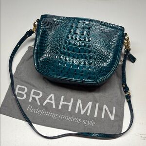 Brahmin teal Melbourne crossbody satchel